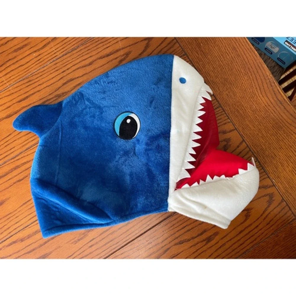 Plush Shark Head Mask Costume Novelty Cosplay‎ Funny Blue Marine Ocean Theme